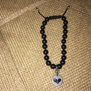 Black bead adjustable length bracelet